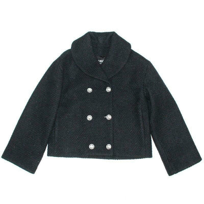 Balmain - New- Black Cape Peacoat Cropped Silver Button Wool - Womens Luxury Network