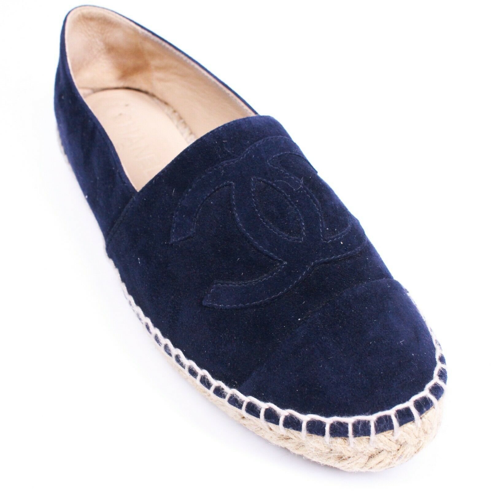 chanel blue suede espadrilles