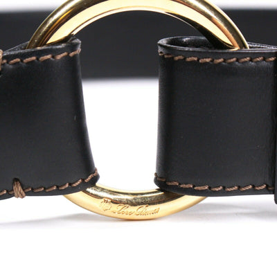 Loro Piana Women's Belt Black Leather Gold Buckle Adjustable XL 90 / 36
