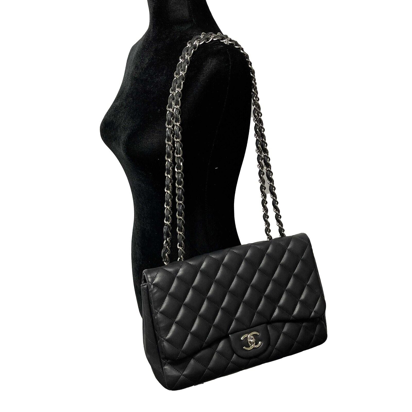 CHANEL Jumbo Classic Double Flap Bag in Black Caviar GHW  Dearluxe