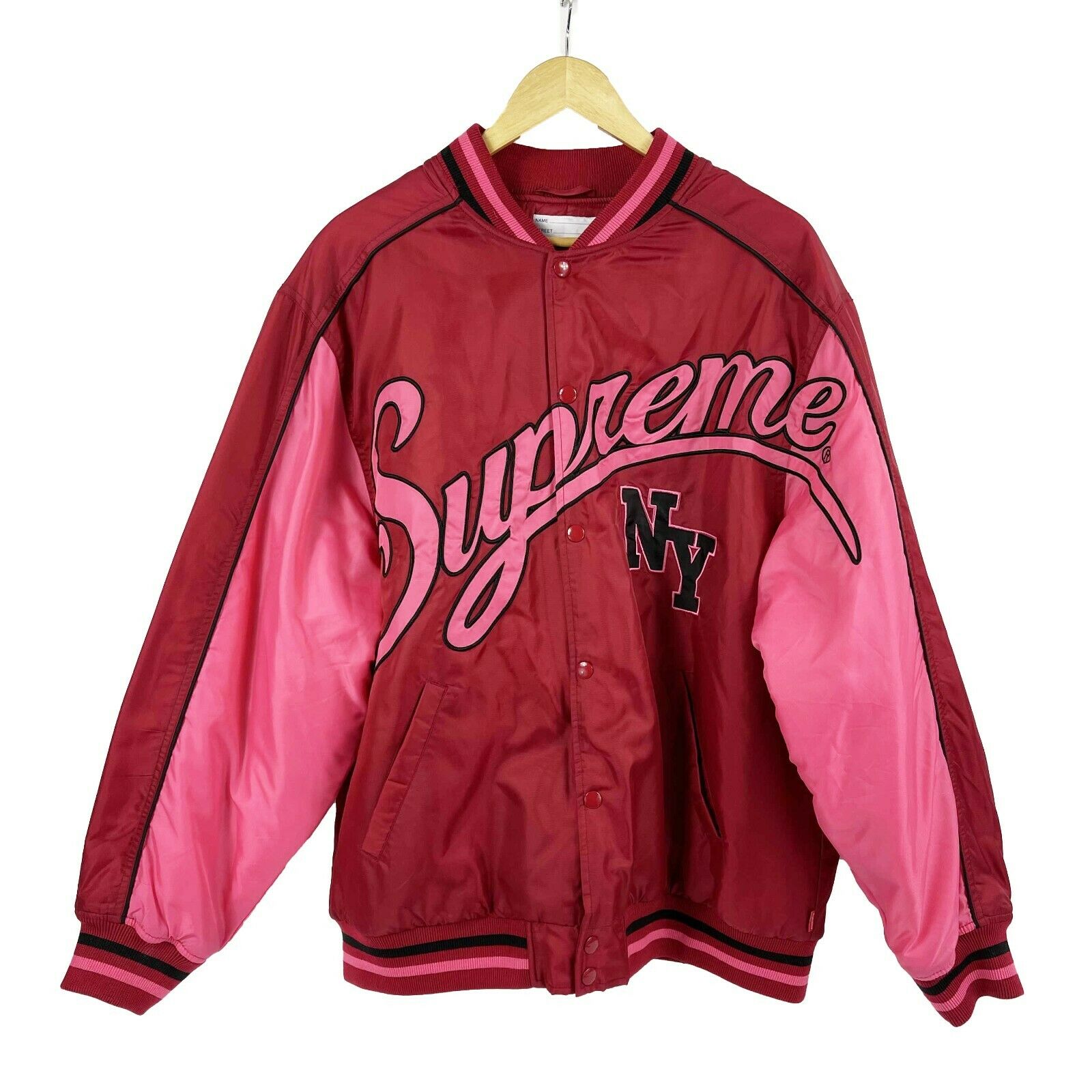 supreme contrast script varsity jacket red