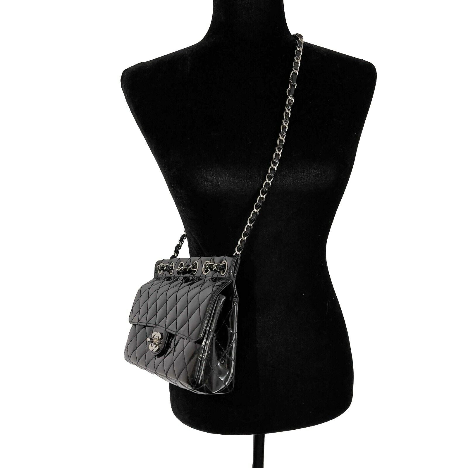 CHANEL 05 Patent Chain Through Flap Bag Quilted - Black / Silver-tone -  BougieHabit