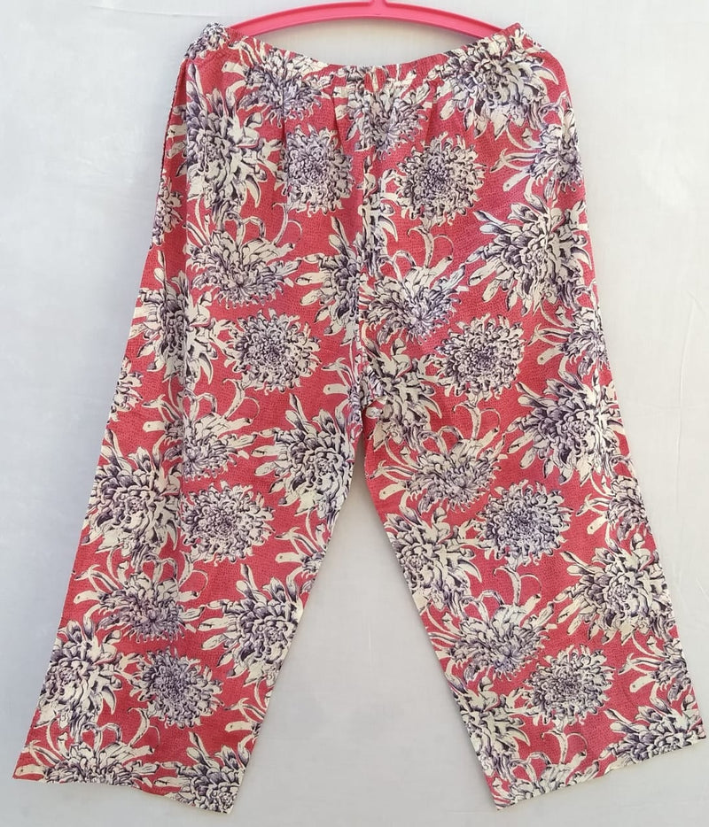 Women Pallazo Pink Colour With White Flower Print - RMFL005000001PPWF