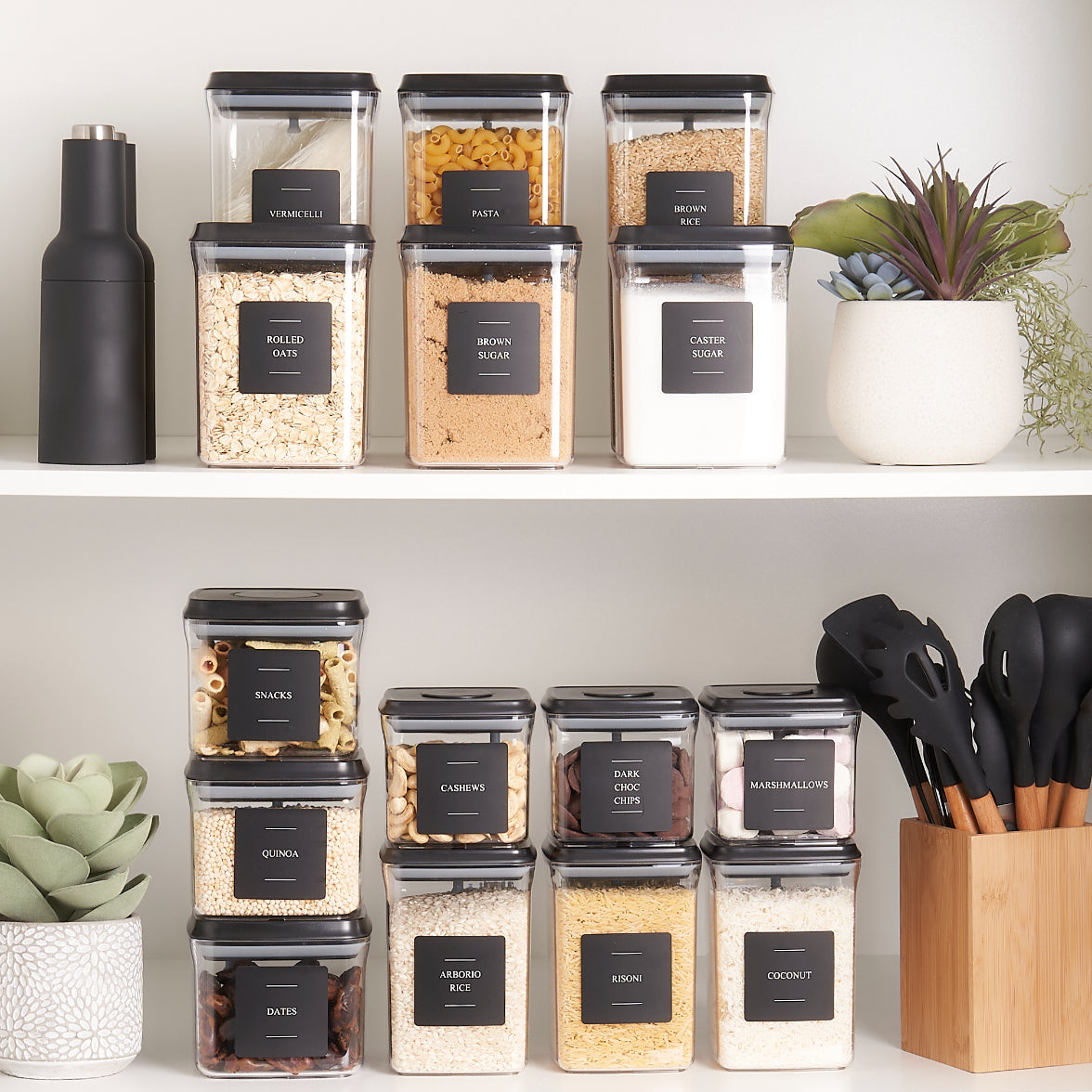 Black Pantry Storage Essentials Set
