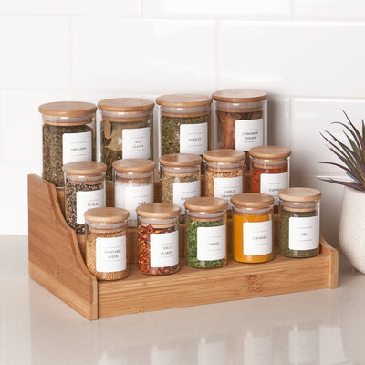 Spice Jars With Labels, Glass Spice Jars With Bamboo Lids