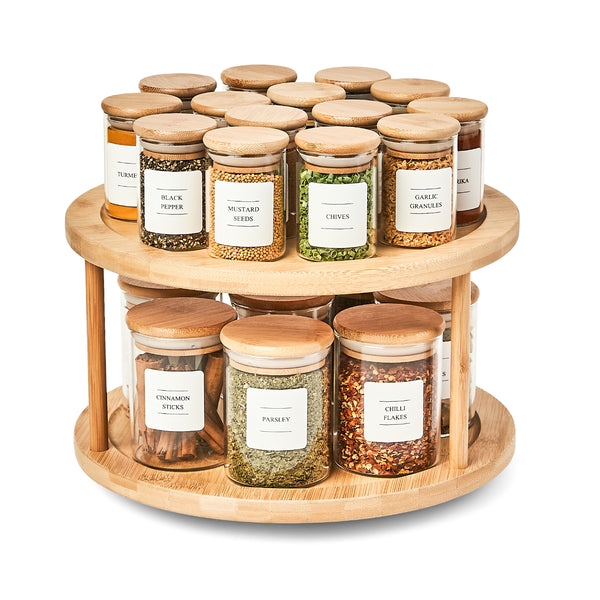 Spice Jars with Black Bamboo Lids