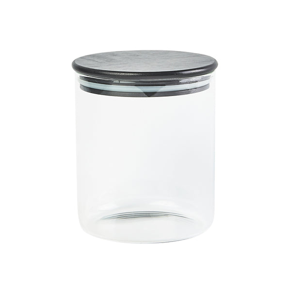Bamboo Glass Pantry Storage Jar 3.L w/ Black Lid