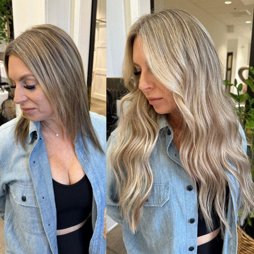 Platinum Blonde Highlights Seamless Clip In Real Remy Hair Extensions ...