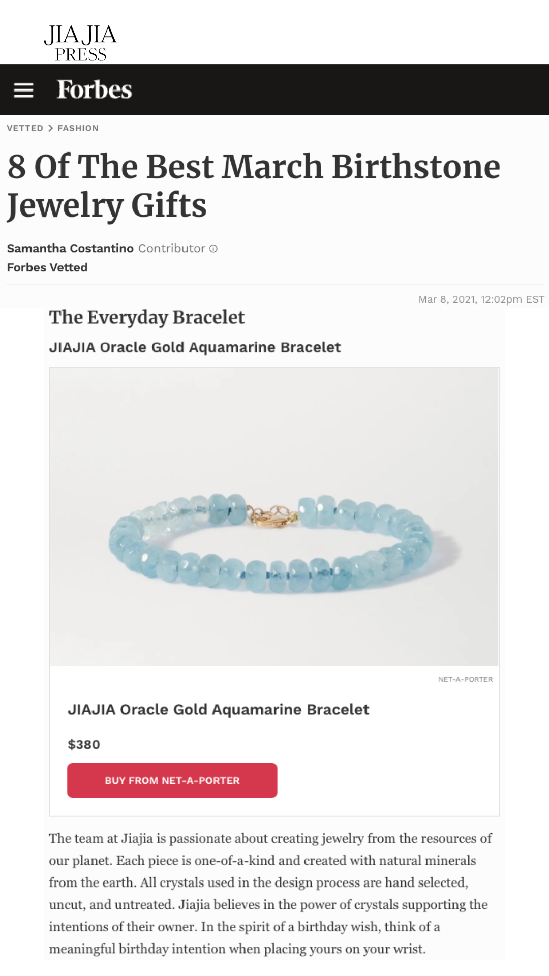 Oracle Aquamarine Bracelet