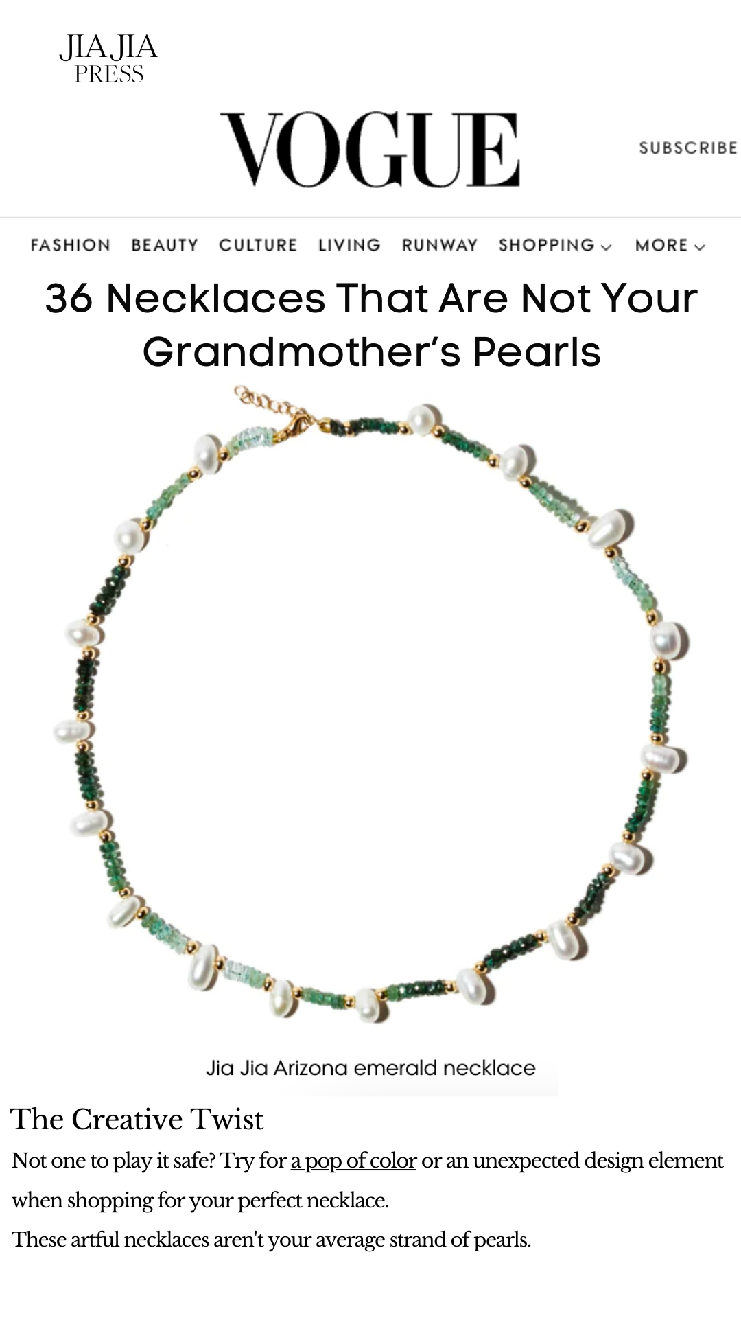 Arizona Ombre Emerald Pearl Necklace
