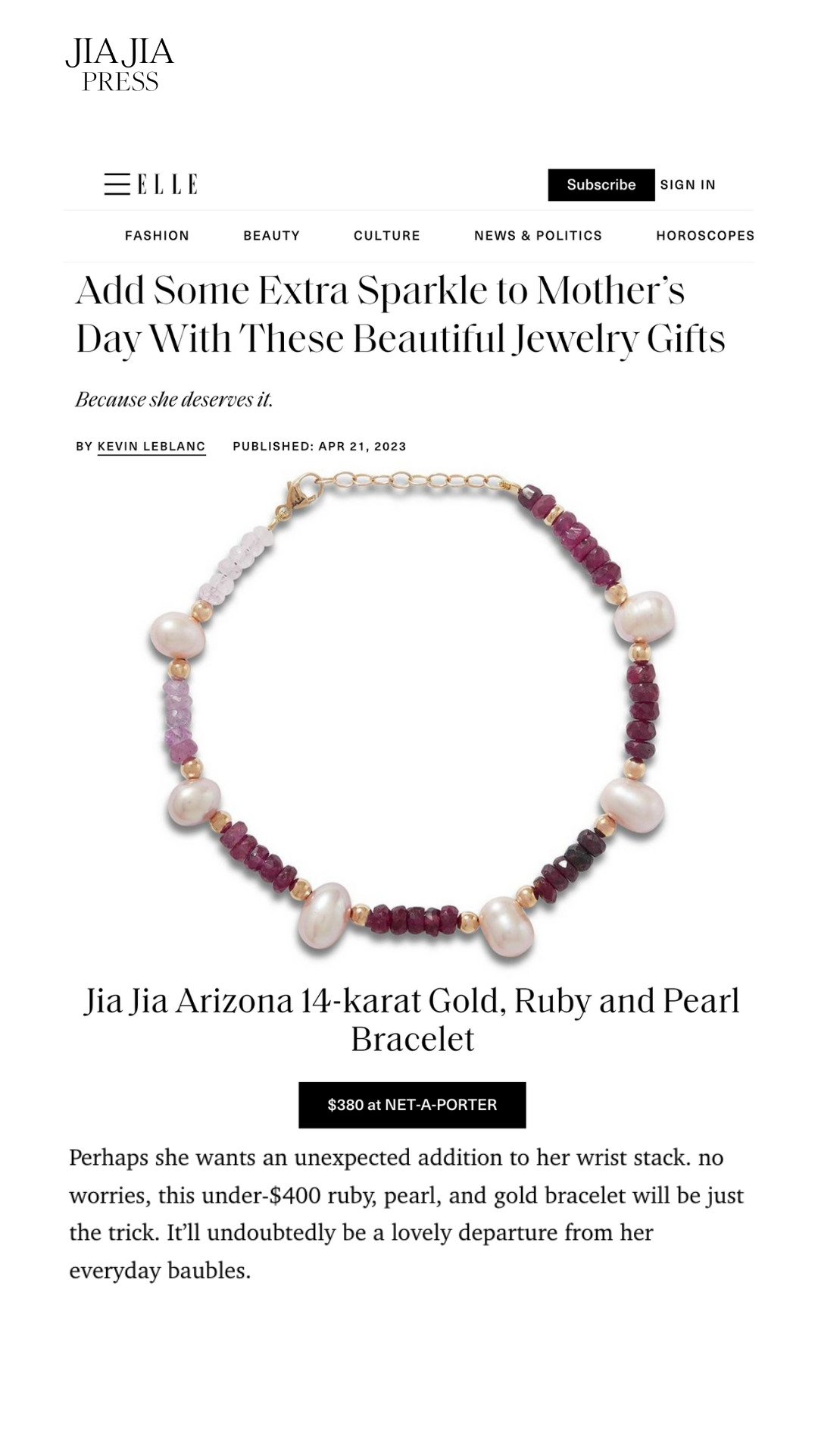 Arizona Ruby Pearl Bracelet