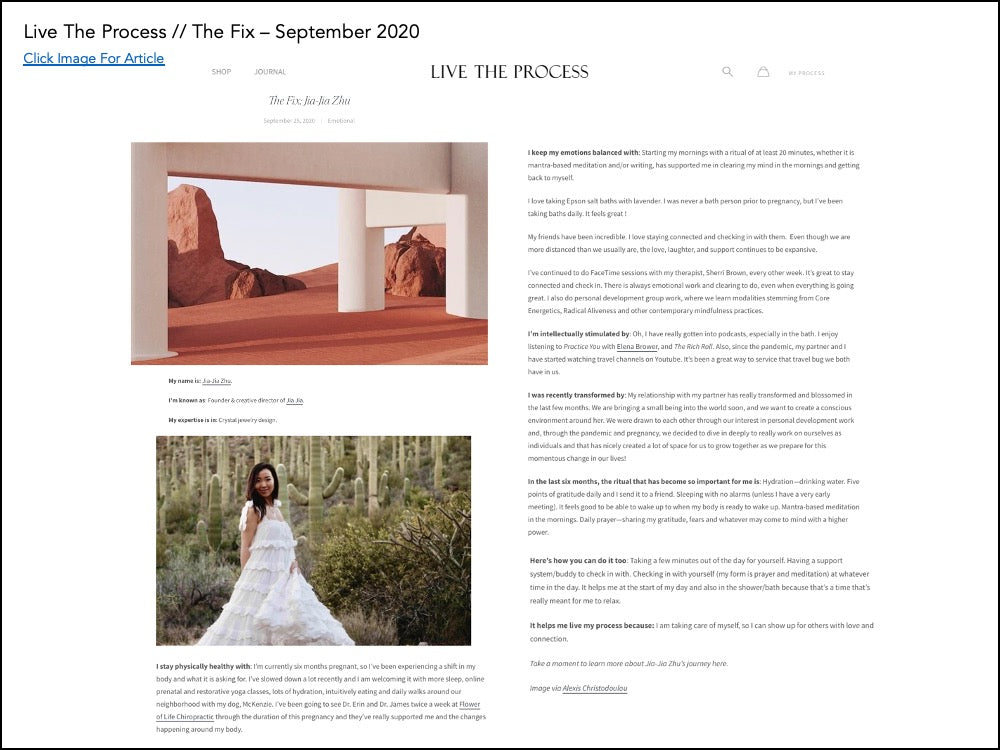 JiaJia x Live the Process The Fix Press September 2020