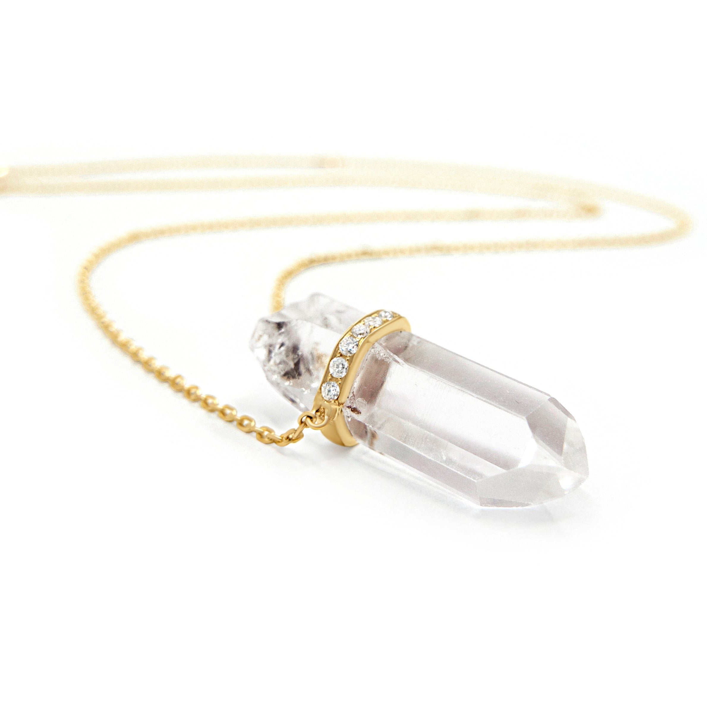 Natural Clear Quartz Diamond Crystal Pendant Necklace – My Mystic Gems