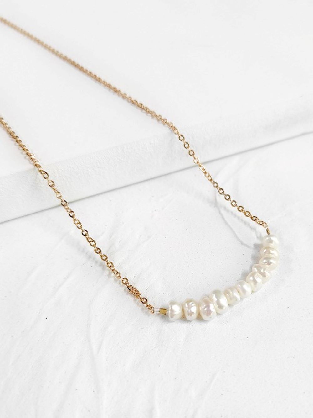 Gold Pearl Strand Necklace – ARIZUE