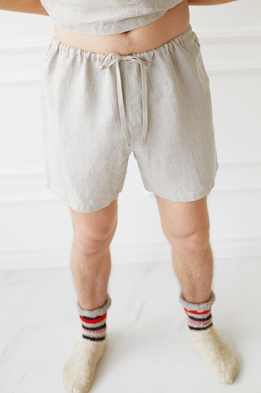 Pure Linen BOXER Shorts Low Rise/ Linen Sleep Shorts