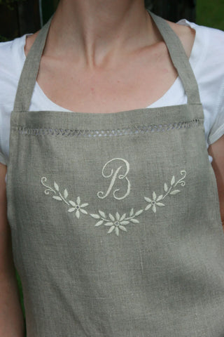 Linen  Handembroidered Apron