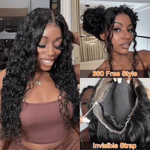 Deep Wave Snug Fit 360 Invisible Strap Glueless Lace Frontal Wig - Ready-to-Wear, High Density - AMANDAHAIRS