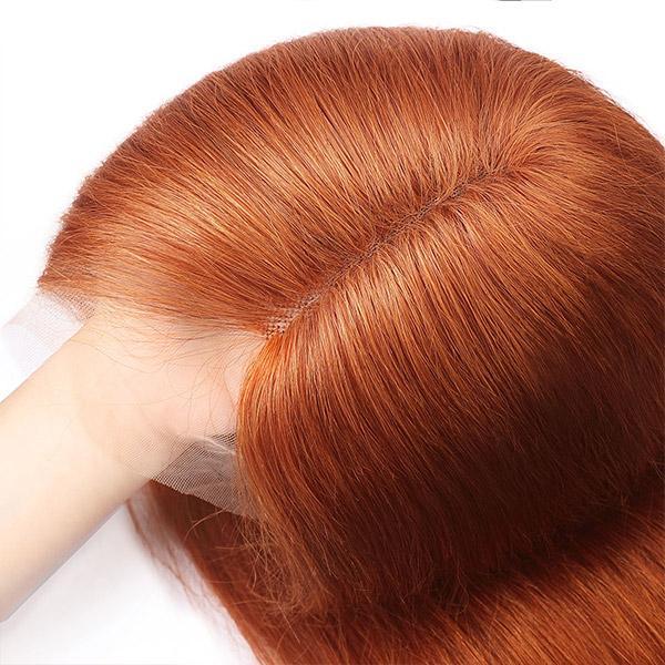 Ginger Orange Colored Straight Wigs Cinnamon Hot Color Wigs Remy Glueless Lace Wig for Women-Amanda Hair