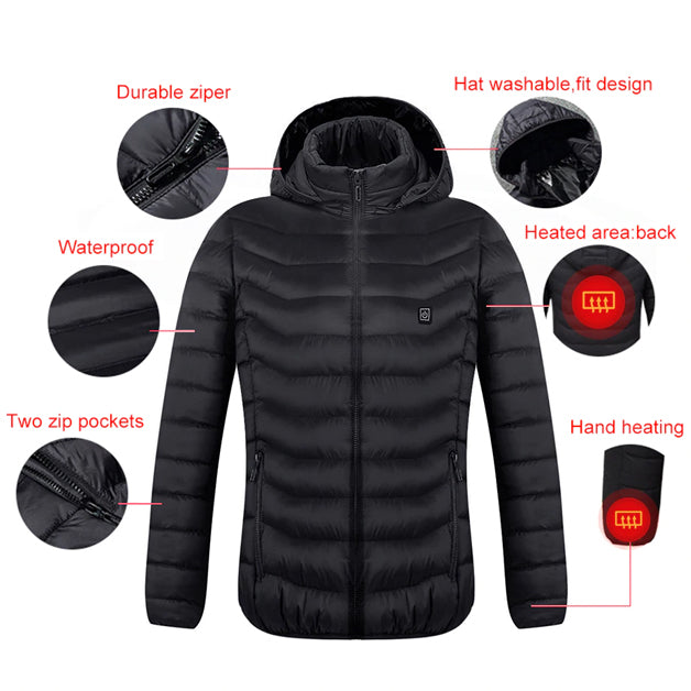 New 2020 Electric Battery Heated Hooded Jacket - Waterproof , Thermal ...