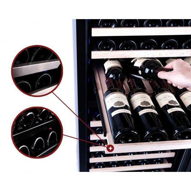 Pevino NG 159  (Model PNG180S-HHBS) Wine Fridge - 159 bottles - Black glass front Single zone wine cooler - 595mm wide - Black Casing