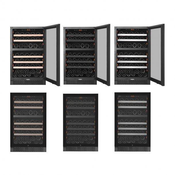 Pevino PNG88D-HHB Wine Fridge - 88 bottles - Built In - Dual Zone Wine Cooler - 595mm Wide - Black