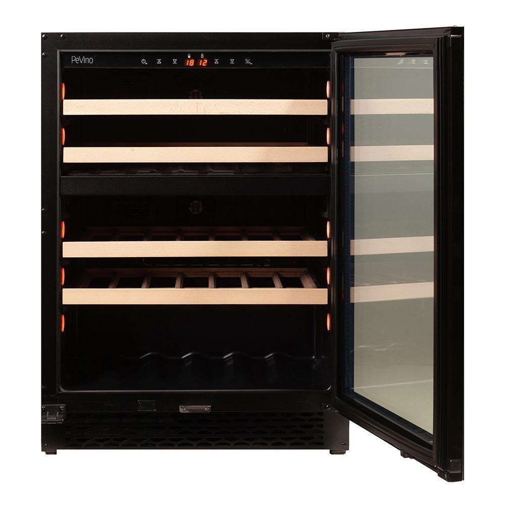 Pevino PNG46D-HHB Wine Fridge - 39 bottles - Built In -  Dual Zone Wine cooler - 595mm Wide - Black