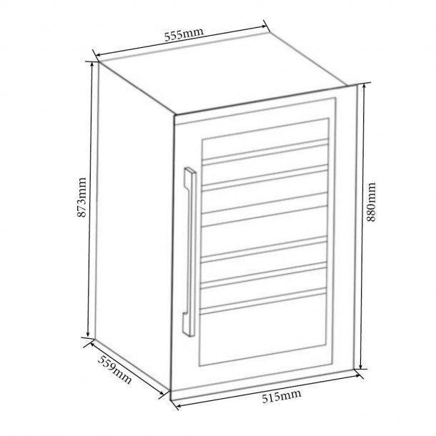 Pevino PI48D-S Wine Fridge - 48 bottles - Dual zone integrated wine cooler - 555mm Wide