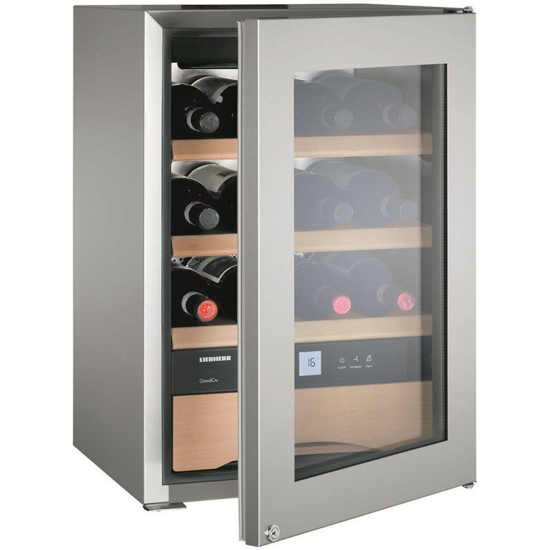 Liebherr WKes 653 Grand Cru - Single Zone Freestanding Wine Cabinet - Glass Insulated Door -Stainless Steel Housing - 440mm Wide - 12 Bottles