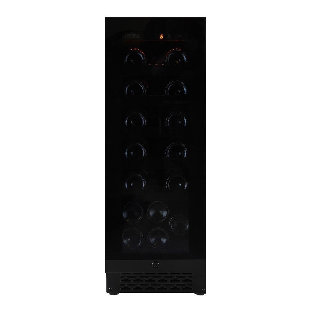 Pevino PNG20S - Single Zone Wine Cooler - Built In Wine Fridge - Black glass front - 295mm Wide - 24 Bottles