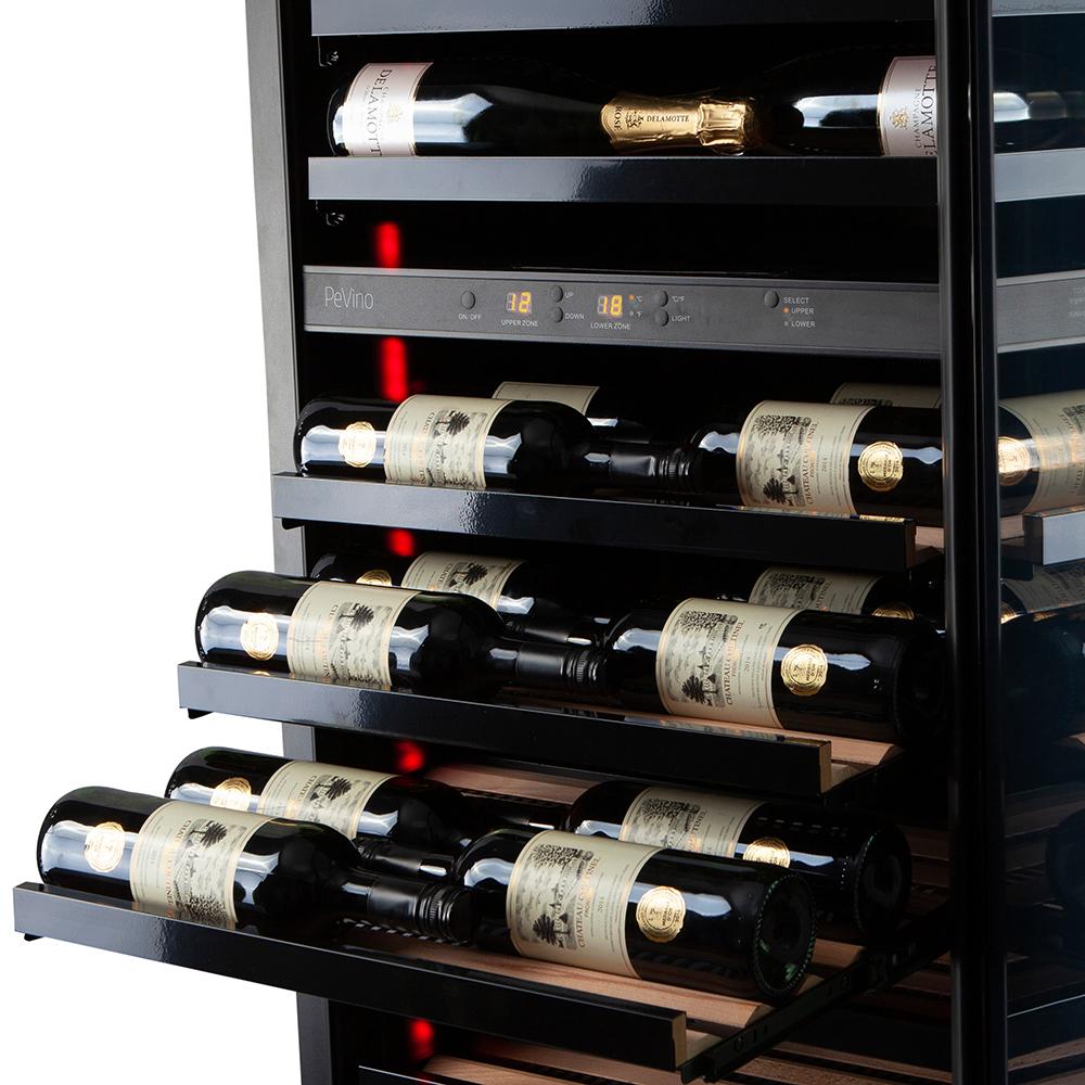 Pevino Imperial BI 96 bottles - 2 zones - Black glass front - Dual Zone Wine Cabinet - Black - PBI100D-HHB