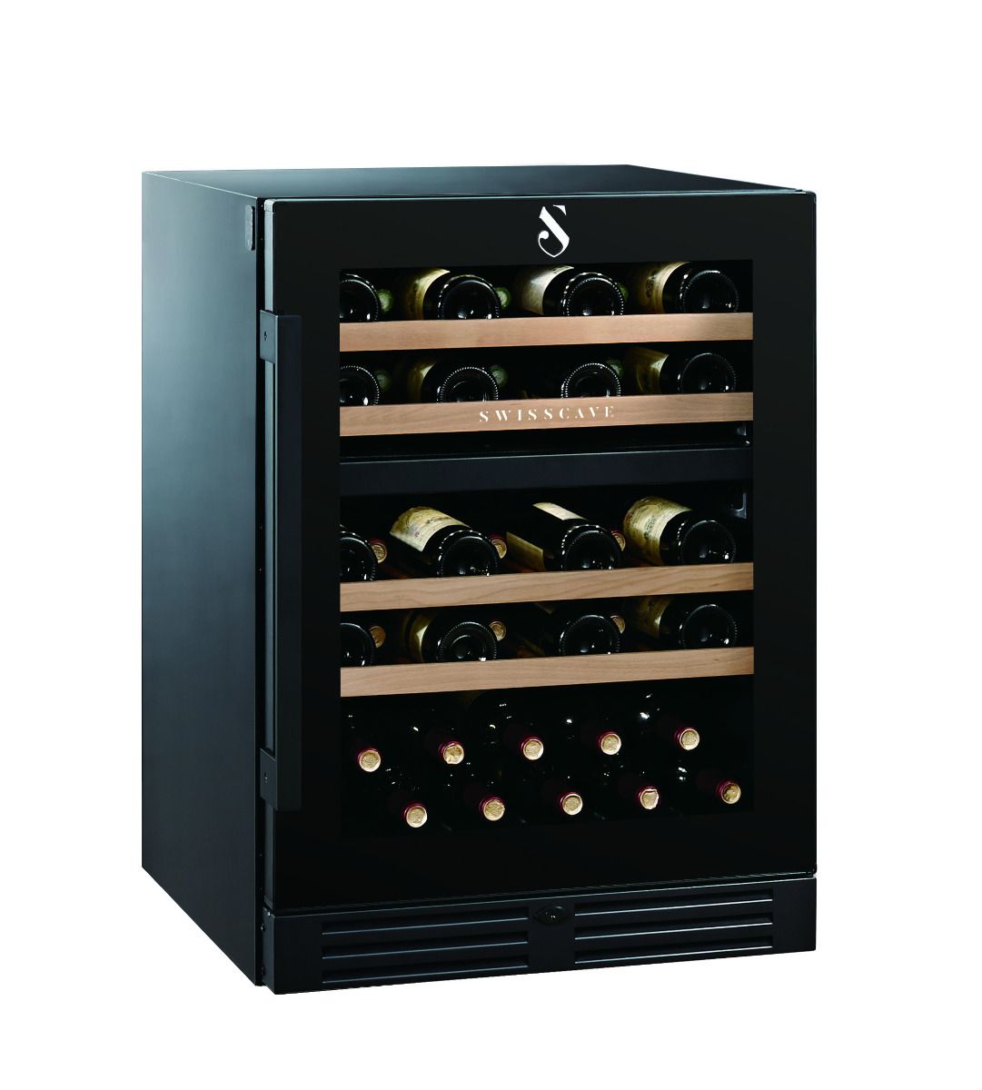 Swisscave WLB-160DF - Black Edition Dual Zone - Built in Wine Cabinet (40-50 BOT) - 595mm Wide