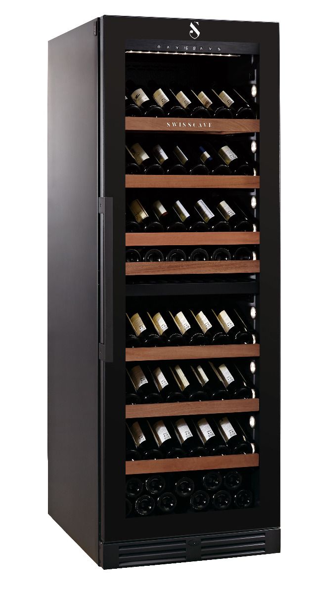 Swisscave WLB-460DFLD-MIX- Black Edition Dual Zone Wine Cabinet with Gastro Furnishing (124-163 BOT) - 595mm Wide