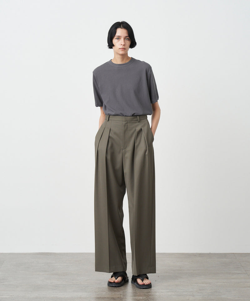 COMPACT WOOL | TWO TUCK WIDE PANTS – ATON | エイトン