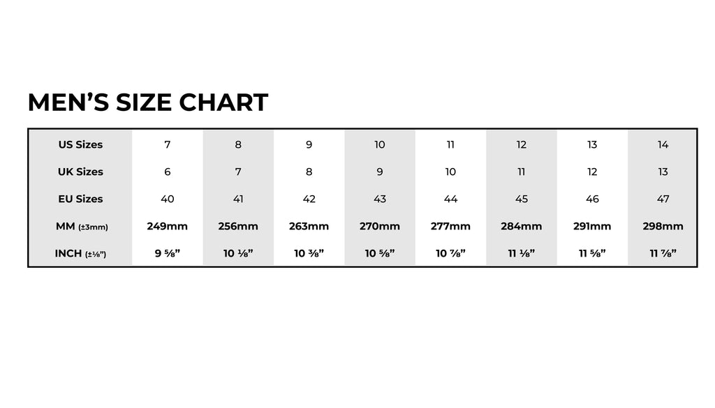 Size Chart Men's Golf Shoes Duca del Cosma