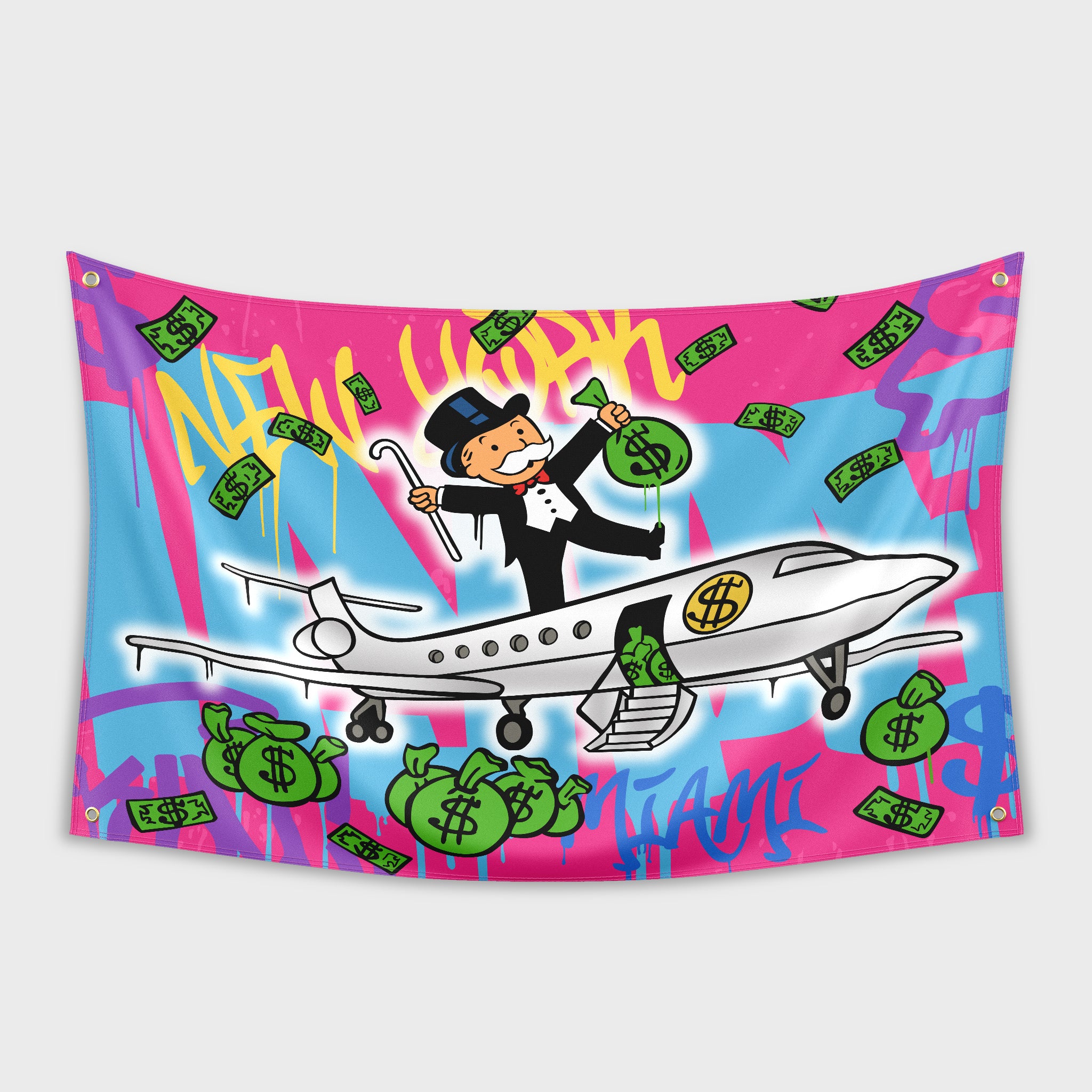 Hype Flags Money Bags Monopoly Man Graffiti Flag For Dorm Hypeflags