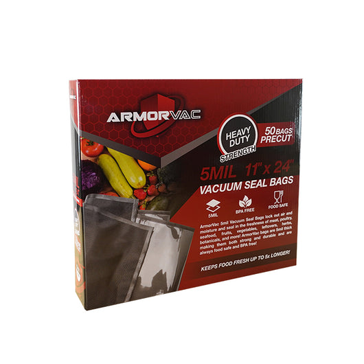 ArmorVac 11”x24” 5mil Precut Vacuum Seal Bags All Clear (100 Pack) – Grow  It Depot