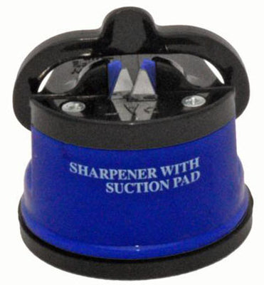 Knife/pruner blade sharpener w/suction attachment