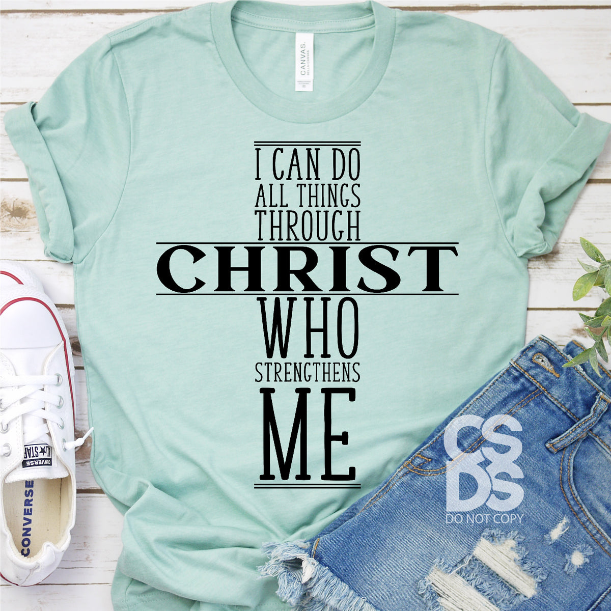 Screen Print Transfer - I Can Do All Things Through Christ Cross - Bla ...