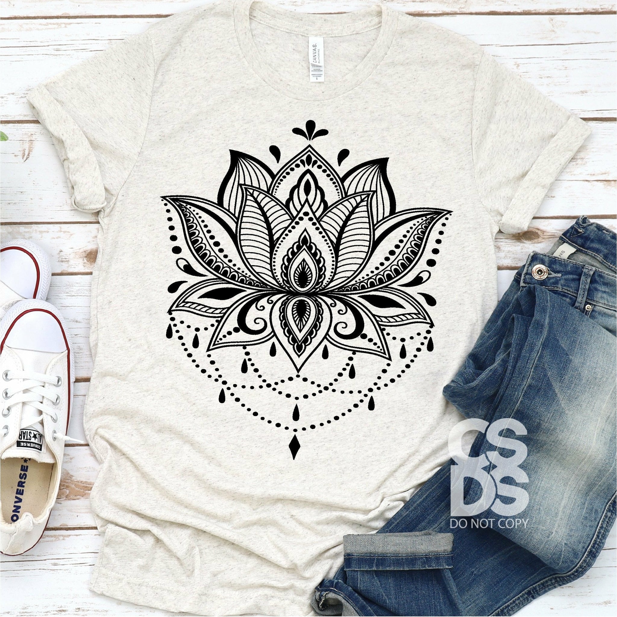 Screen Print Transfer - Lotus Flower - Black – CSDS Vinyl