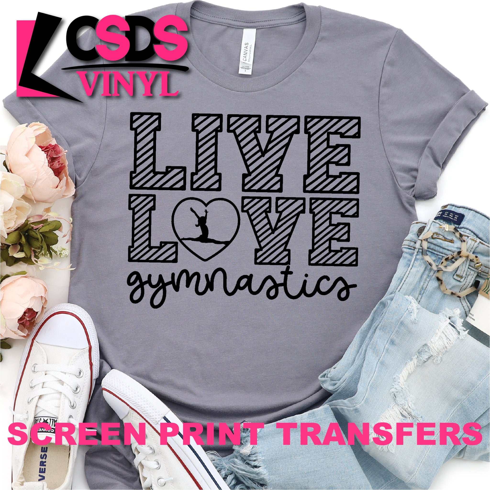 Download Screen Print Transfer Live Love Gymnastics Black Csds Vinyl
