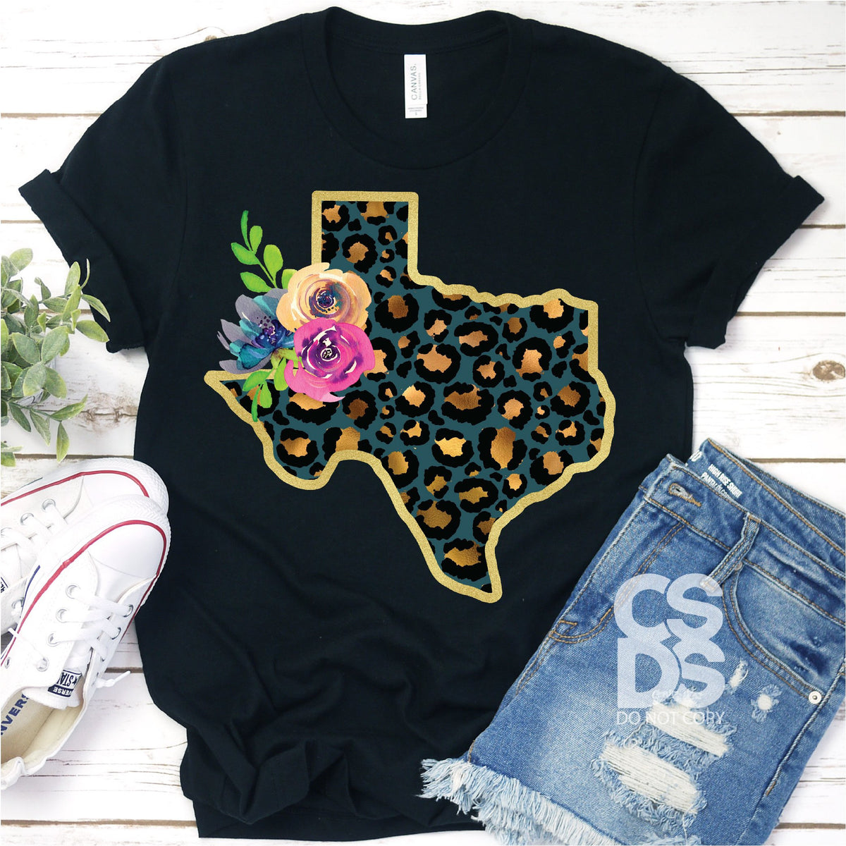 Screen Print Transfer - Leopard Texas with Flowers - Full Color *HIGH ...