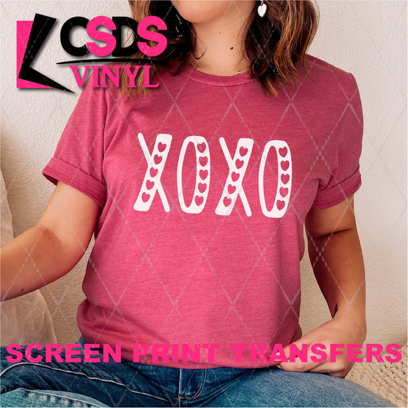 Screen Print Transfer Xoxo With Hearts White Csds Vinyl 3074