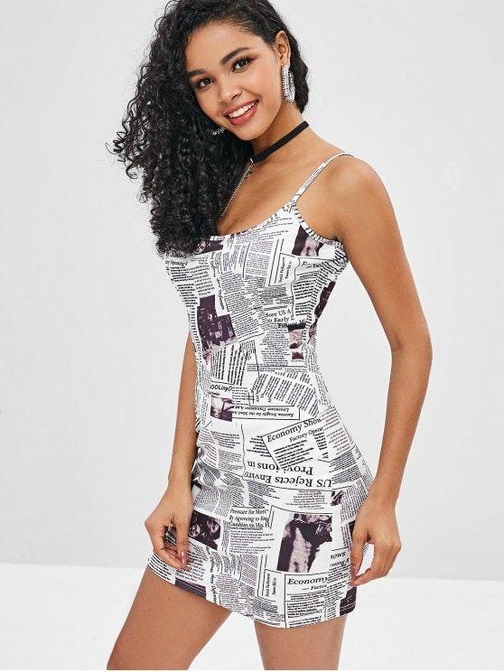 Newspaper Print Cami Dress