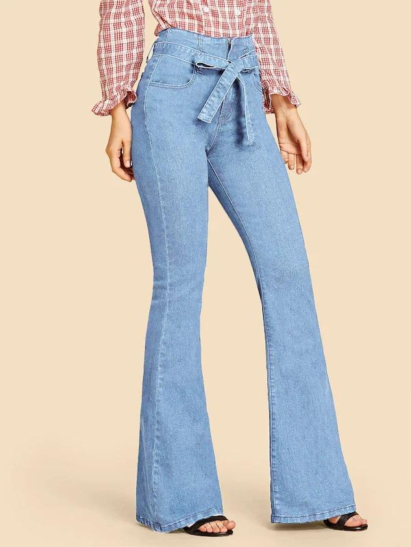 tie waist flare jeans