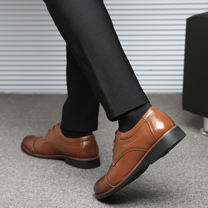 black leather office shoes