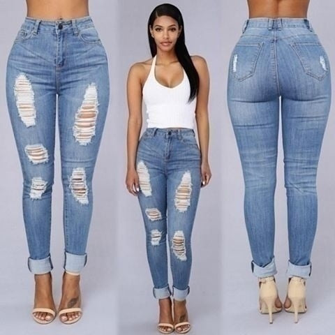 high waisted jeans with holes