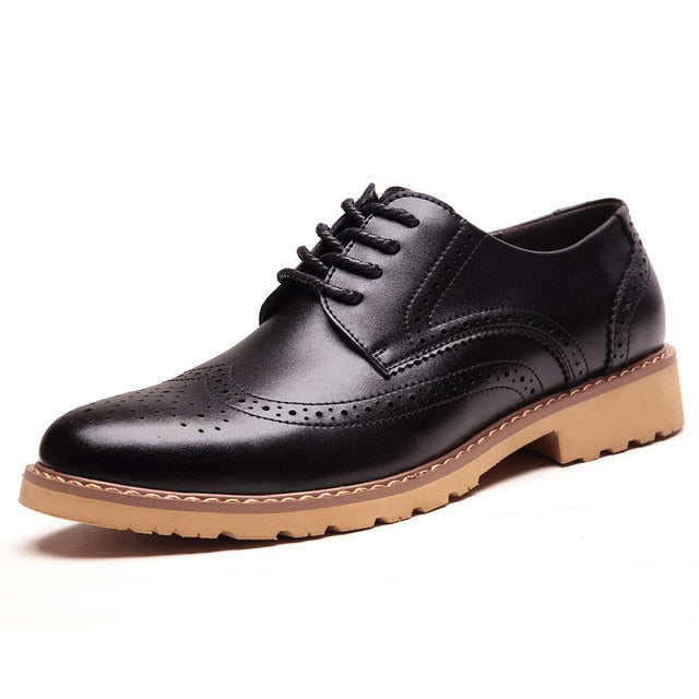 Mens Lace up Bullock Oxford Shoes Leather Fashion Retro Shoes Casual ...