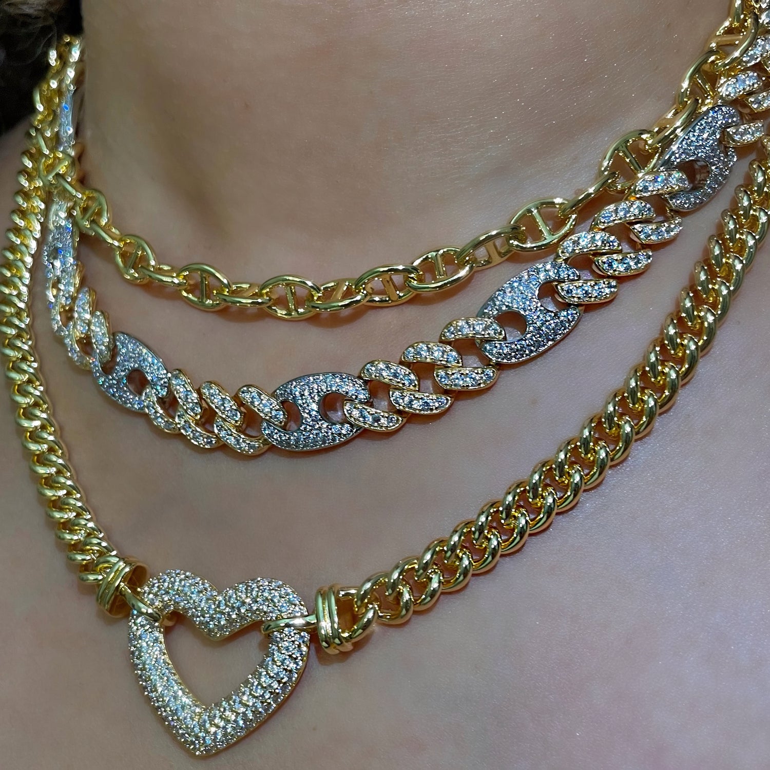 two tone gucci link chain