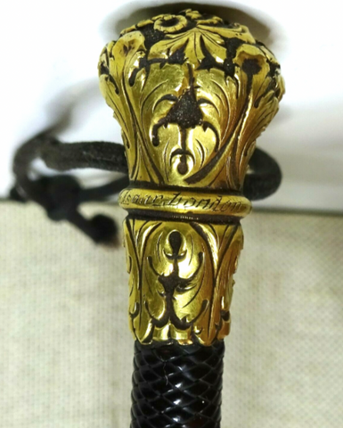 Detail of handle on Swaine & Isaac 1825-1845 riding crop
