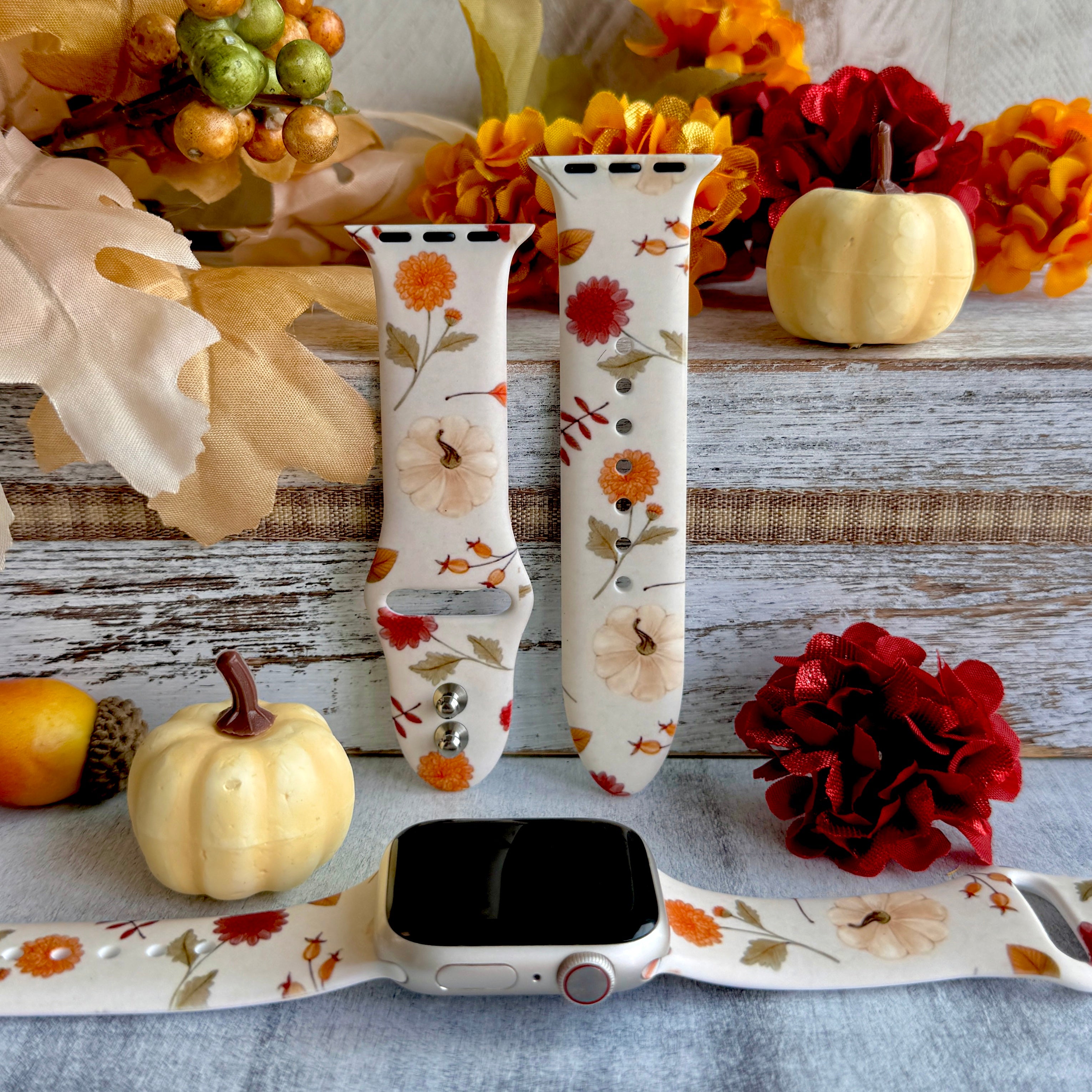 Fall Floral Bliss Print Silicone Band For Apple Watch - Fancy Bands product image